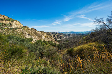 badlands sceneries inside the badlands national park, Matera province, italy
