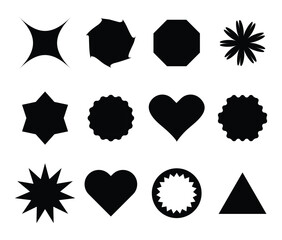 creative black Vector Y2K Shapes set collection