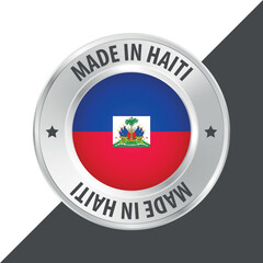 Made in Haiti badge logo flag sticker 3d vector illustration isolated on white