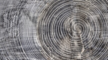 Fototapeta premium Exquisite Warm Gray Cut Wood Texture: A Detailed Glimpse into the Black - and - White Realm of a Felled Tree Trunk or Stump, with Close - up of Rough Organic Tree Rings and End Grain