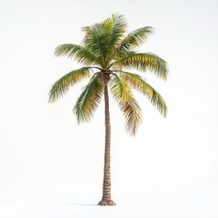 Single palm tree, studio shot, white background, tropical design