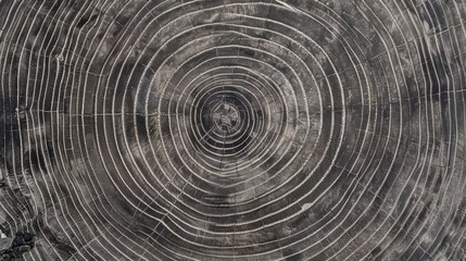 Fototapeta premium Exquisite Warm Gray Cut Wood Texture: A Detailed Glimpse into the Black - and - White Realm of a Felled Tree Trunk or Stump, with Close - up of Rough Organic Tree Rings and End Grain
