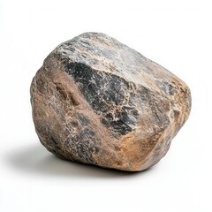 Fototapeta premium Smooth grey-brown rock isolated, studio shot, white background, nature texture