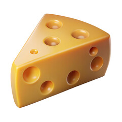 Fototapeta premium A block of cheese with holes, modeled in a stylized 3D format, showing a smooth and polished surface.