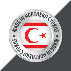 Made in Northern Cyprus badge logo flag sticker 3d vector illustration isolated on white