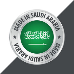 Made in Saudi Arabia badge logo flag sticker 3d vector illustration isolated on white