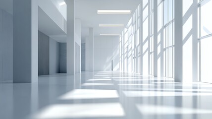 Fototapeta premium Sunlight streams through modern building's windows