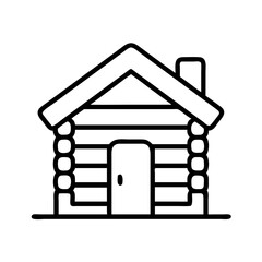 hunting cabin icon, hunting cabin line art - simple line art of hunting cabin, perfect for hunting cabin logos and icons and themed design 