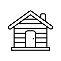 hunting cabin icon, hunting cabin line art - simple line art of hunting cabin, perfect for hunting cabin logos and icons and themed design 
