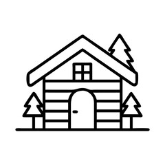 hunting cabin icon, hunting cabin line art - simple line art of hunting cabin, perfect for hunting cabin logos and icons and themed design 