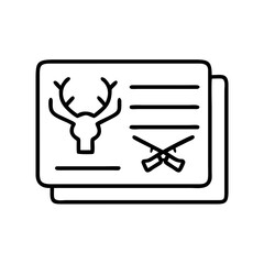 hunting license icon, hunting license line art - simple line art of hunting license, perfect for hunting license logos and icons and themed design 