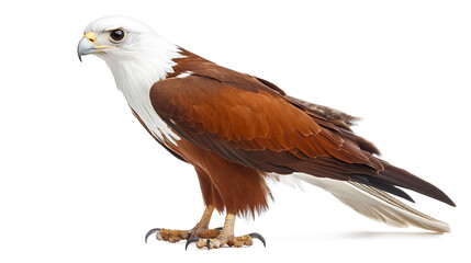 Brahminy kite Haliastur indus also a Red-backed sea-eagle in Australia, a flying bird of prey in Accipitridae isolated on a white background