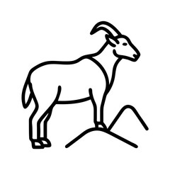 mountain goat icon, mountain goat line art - simple line art of mountain goat, perfect for mountain goat logos and icons and themed design 