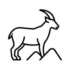 mountain goat icon, mountain goat line art - simple line art of mountain goat, perfect for mountain goat logos and icons and themed design 