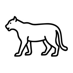 mountain lion silhouette icon, mountain lion silhouette line art - simple line art of mountain lion silhouette, perfect for mountain lion silhouette logos and icons and themed design 