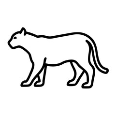mountain lion silhouette icon, mountain lion silhouette line art - simple line art of mountain lion silhouette, perfect for mountain lion silhouette logos and icons and themed design 