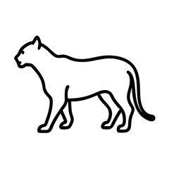 mountain lion silhouette icon, mountain lion silhouette line art - simple line art of mountain lion silhouette, perfect for mountain lion silhouette logos and icons and themed design 