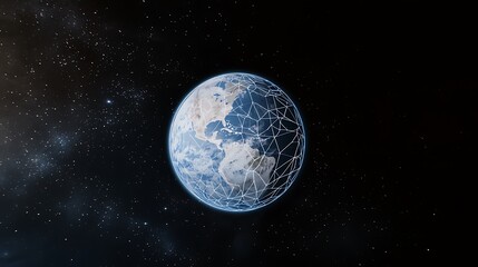 Fototapeta premium A blue planet with a network of lines connecting it