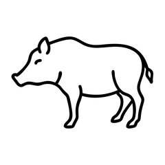 wild boar silhouette icon, wild boar silhouette line art - simple line art of wild boar silhouette, perfect for wild boar silhouette logos and icons and themed design 
