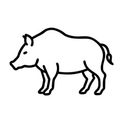 wild boar silhouette icon, wild boar silhouette line art - simple line art of wild boar silhouette, perfect for wild boar silhouette logos and icons and themed design 