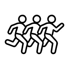 group jogging session icon, group jogging session line art - simple line art of group jogging session, perfect for group jogging session logos and icons and themed design 
