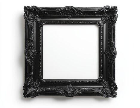 Ornate black square frame isolated on white. (1)
