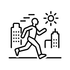 jogging in city lights icon, jogging in city lights line art - simple line art of jogging in city lights, perfect for jogging in city lights logos and icons and themed design 