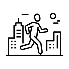 jogging in city lights icon, jogging in city lights line art - simple line art of jogging in city lights, perfect for jogging in city lights logos and icons and themed design 