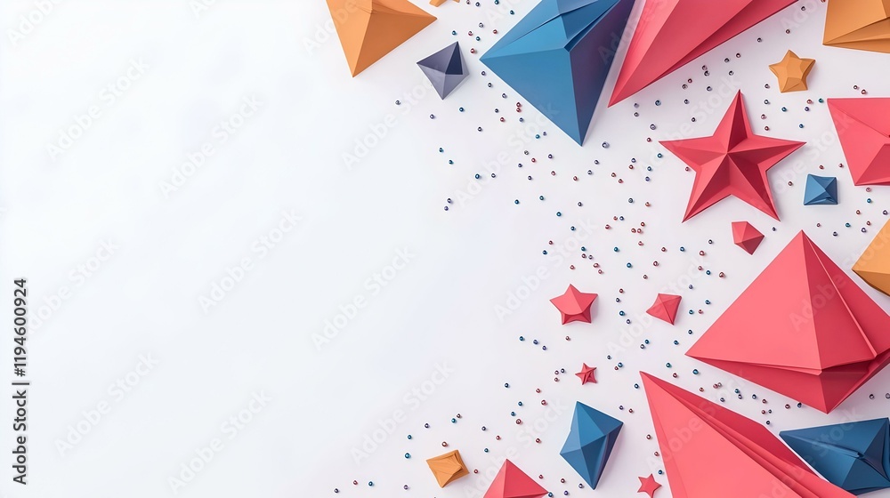 Poster vibrant geometric canvas, an engaging display of colorful abstract shapes and patterns, creating a d