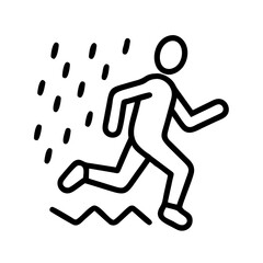 jogging in the rain icon, jogging in the rain line art - simple line art of jogging in the rain, perfect for jogging in the rain logos and icons and themed design 
