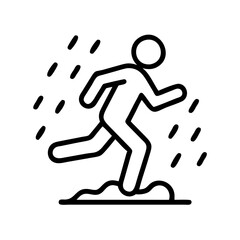 jogging in the rain icon, jogging in the rain line art - simple line art of jogging in the rain, perfect for jogging in the rain logos and icons and themed design 
