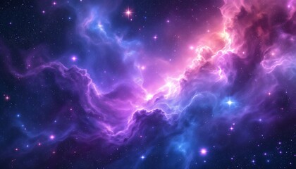 Obraz premium Cosmic Nebula: A Celestial Tapestry of Purple and Blue