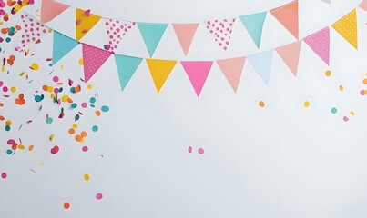 Colorful Confetti Celebration, a lively scene filled with vibrant confetti scattered on a clean white surface, evoking joy and festivity.