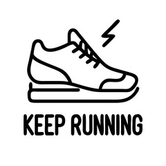  keep running text with shoe icon, keep running text with shoe line art - simple line art of keep running text with shoe, perfect for keep running text with shoe logos and icons and themed design 