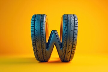 Naklejka premium A tire with the letter W on it