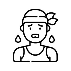 runner s glow sweating face icon, runner s glow sweating face line art - simple line art of runner s glow sweating face, perfect for runner s glow sweating face logos and icons and themed design 