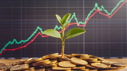 Visualize financial growth with a green chart symbolizing money progression, upward trends, and prosperity. Perfect for investment, finance, or business themes.