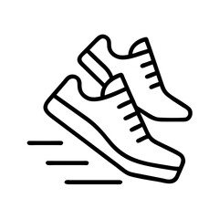 running shoes in motion icon, running shoes in motion line art - simple line art of running shoes in motion, perfect for running shoes in motion logos and icons and themed design 
