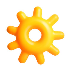 3d vector yellow simple gear with rounded elements.