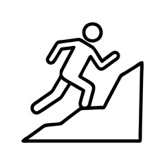 running uphill icon, running uphill line art - simple line art of running uphill, perfect for running uphill logos and icons and themed design 