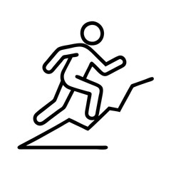 running uphill icon, running uphill line art - simple line art of running uphill, perfect for running uphill logos and icons and themed design 
