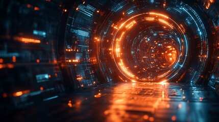 Obraz premium Cyberpunk Neon Tunnel: A Digital Odyssey into the Future