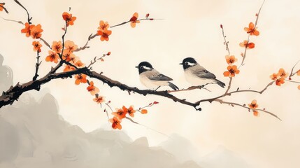 "Timeless Elegance: A Traditional Chinese Painting of Birds"