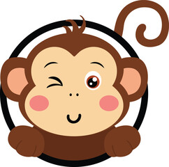 Cute curious monkey peeking out