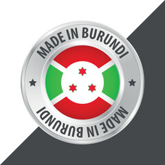 Made in Burundi badge logo flag sticker 3d vector illustration isolated on white