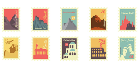 Postcard Simple Illustration Set