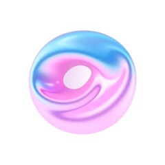 Shiny colorful donut-shaped object on a white background