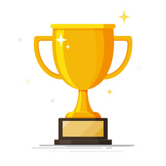 Gold trophy cup. Winner's trophy icon. Trophy icon, Champions, Cup, Symbol of victory. Vector flat illustration.