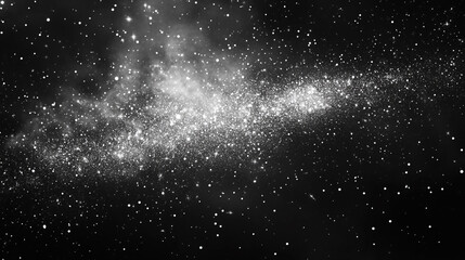 Explore the beauty of the galaxy filled with stars and cosmic dust in black and white