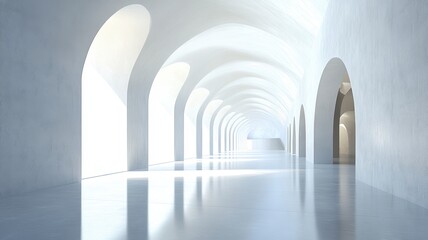 Obraz premium Sunlit White Archway Corridor Interior Design